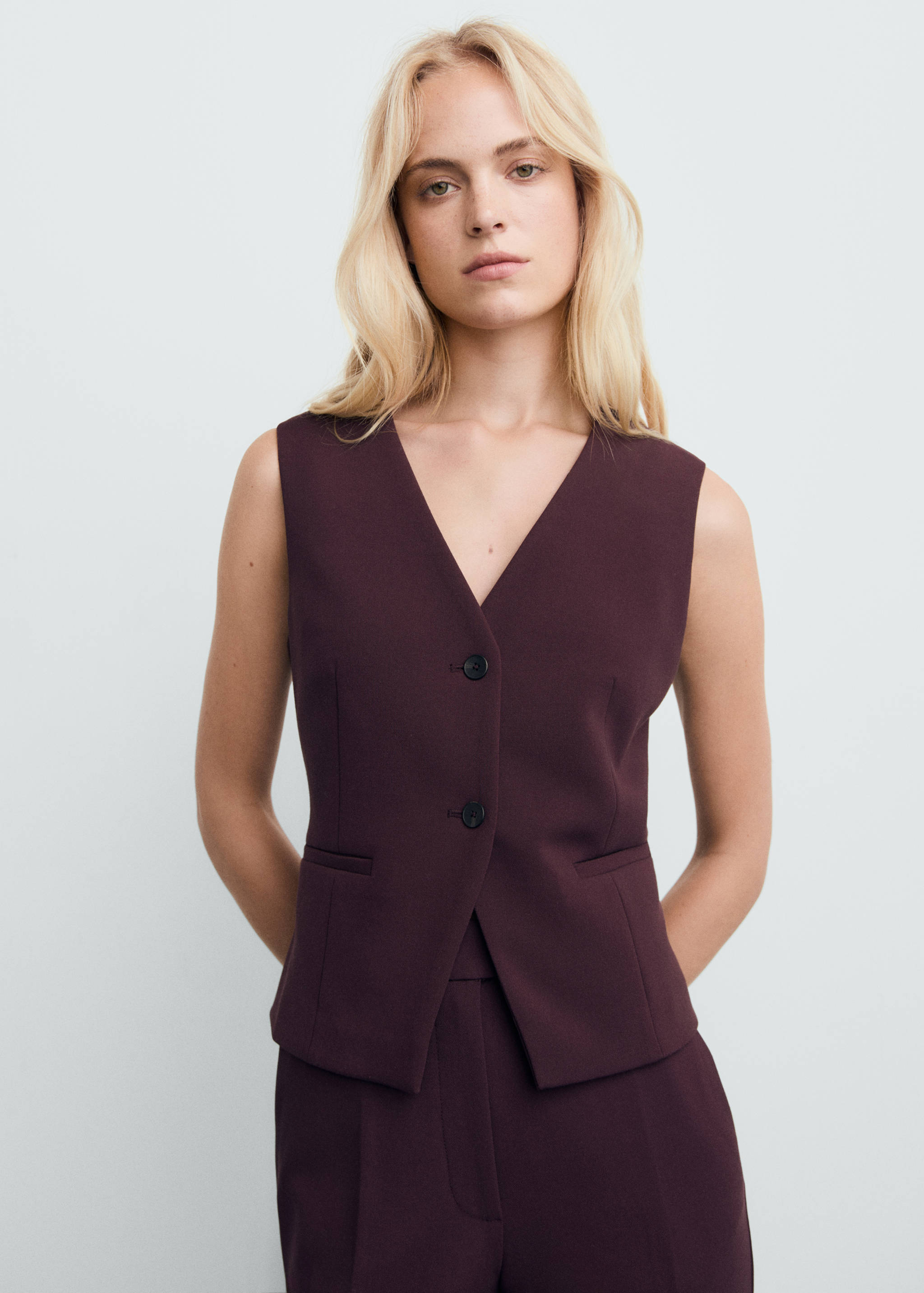 Fitted suit waistcoat - Medium plane