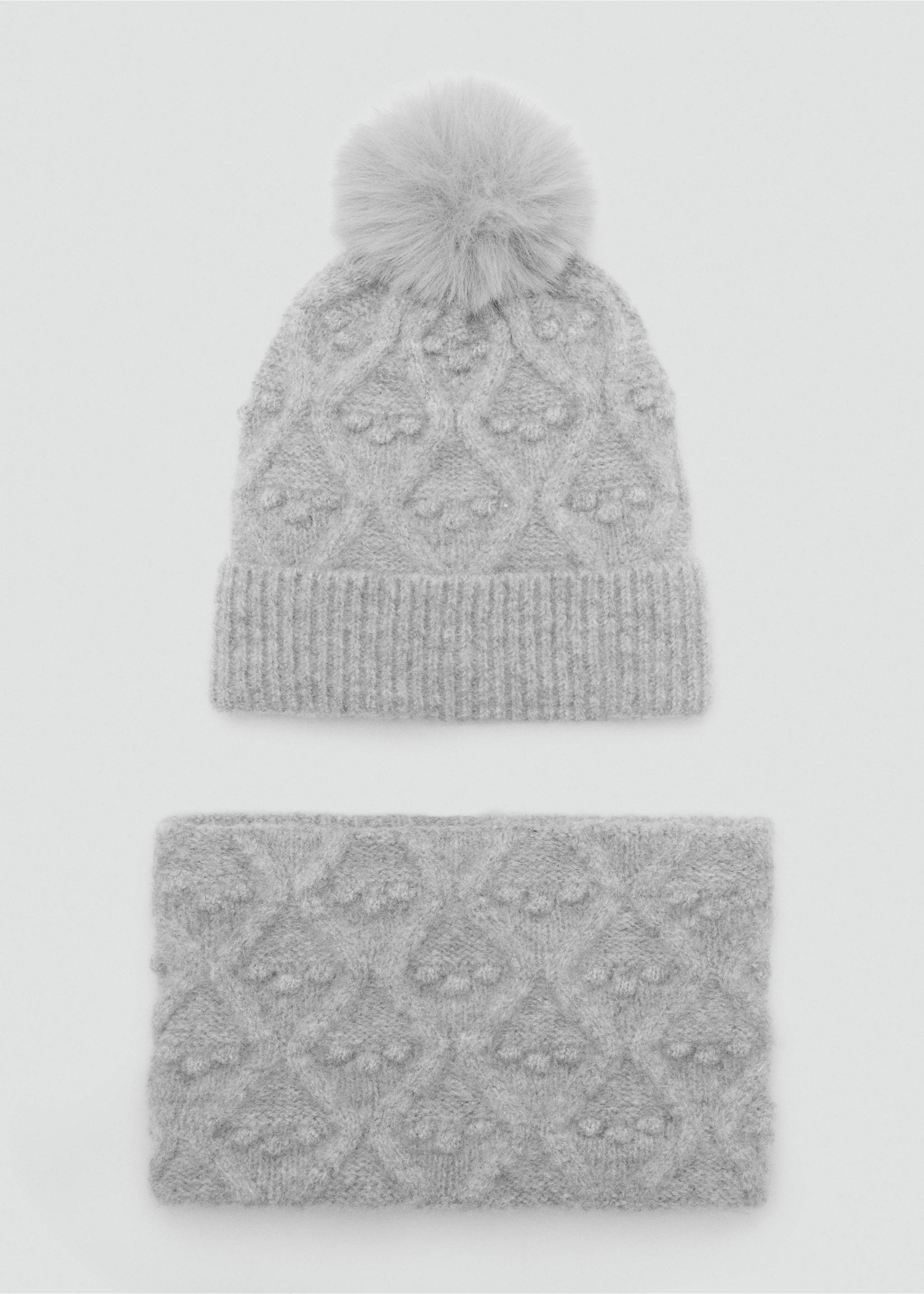 Textured hat with pom-pom - Details of the article 2, Grey. Ref: 17036735-00.