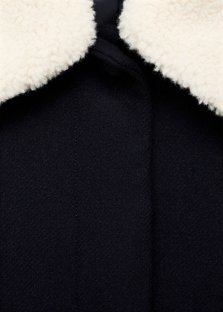 Wool-blend jacket with shearling-blend collar — Navy