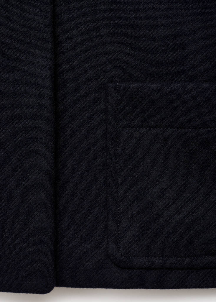 Wool-blend jacket with shearling-blend collar — Navy