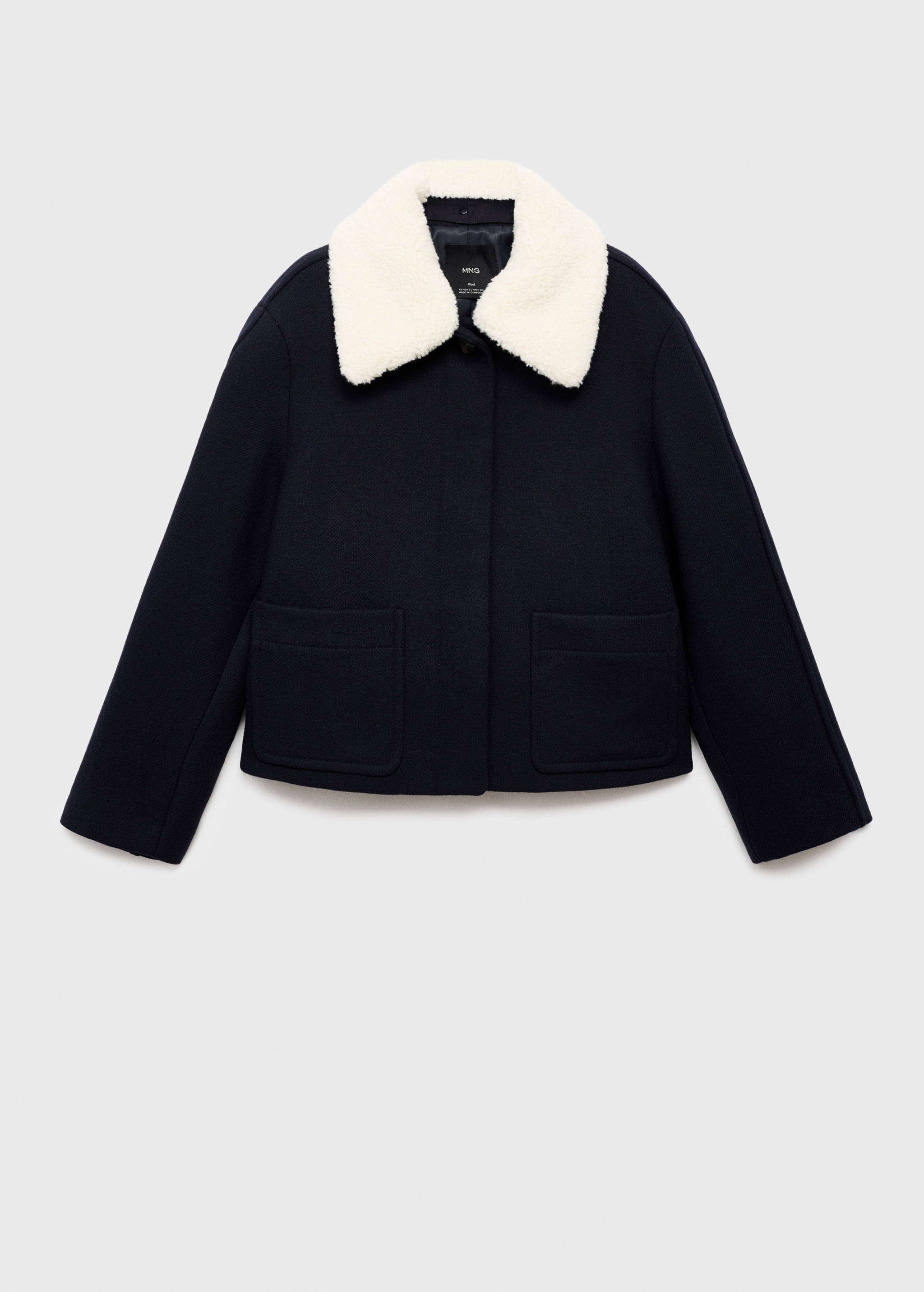 Veste laine mélangée col effet mouton - Article sans modèle