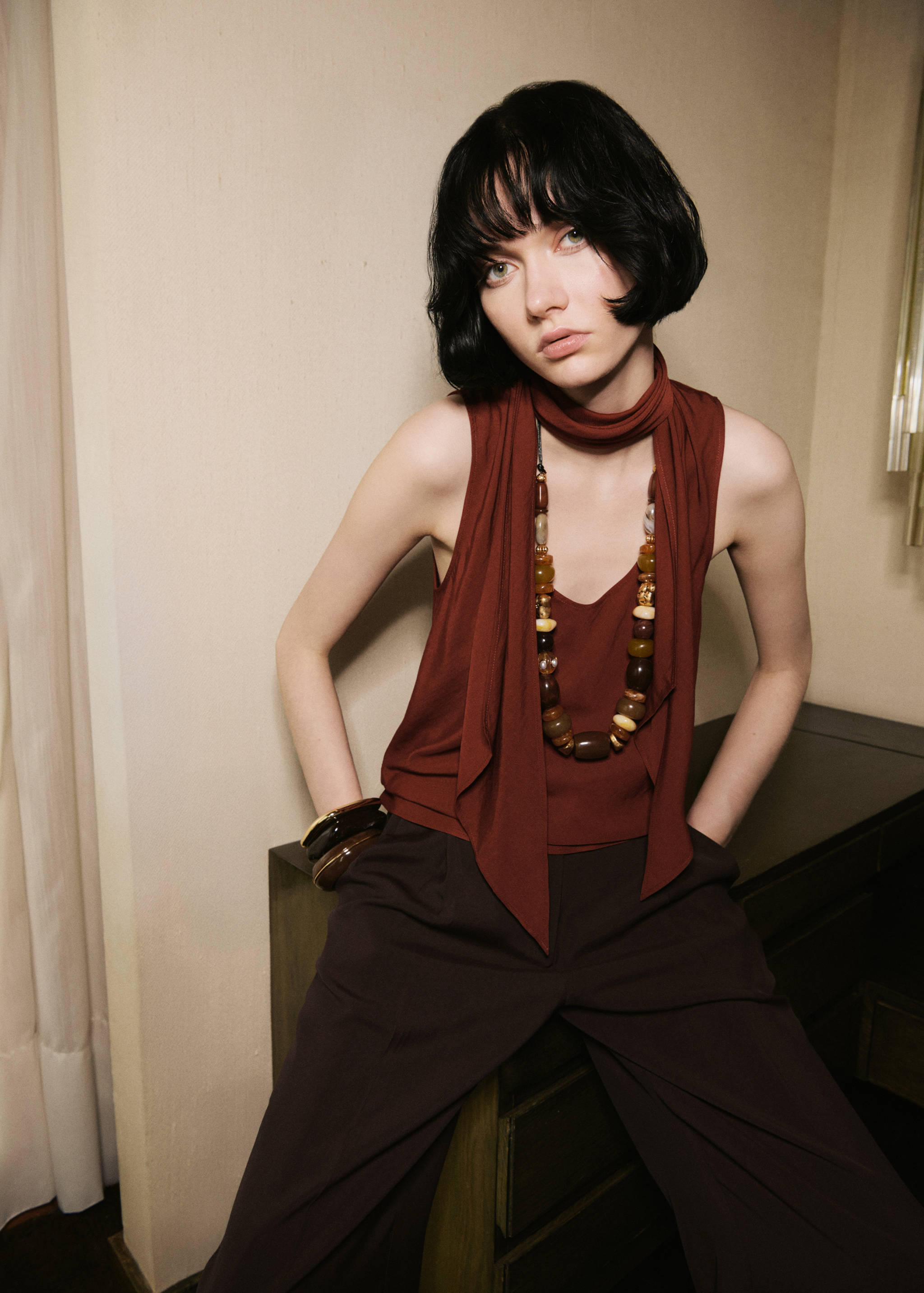 Blouse with foulard neckline - Details of the article 1