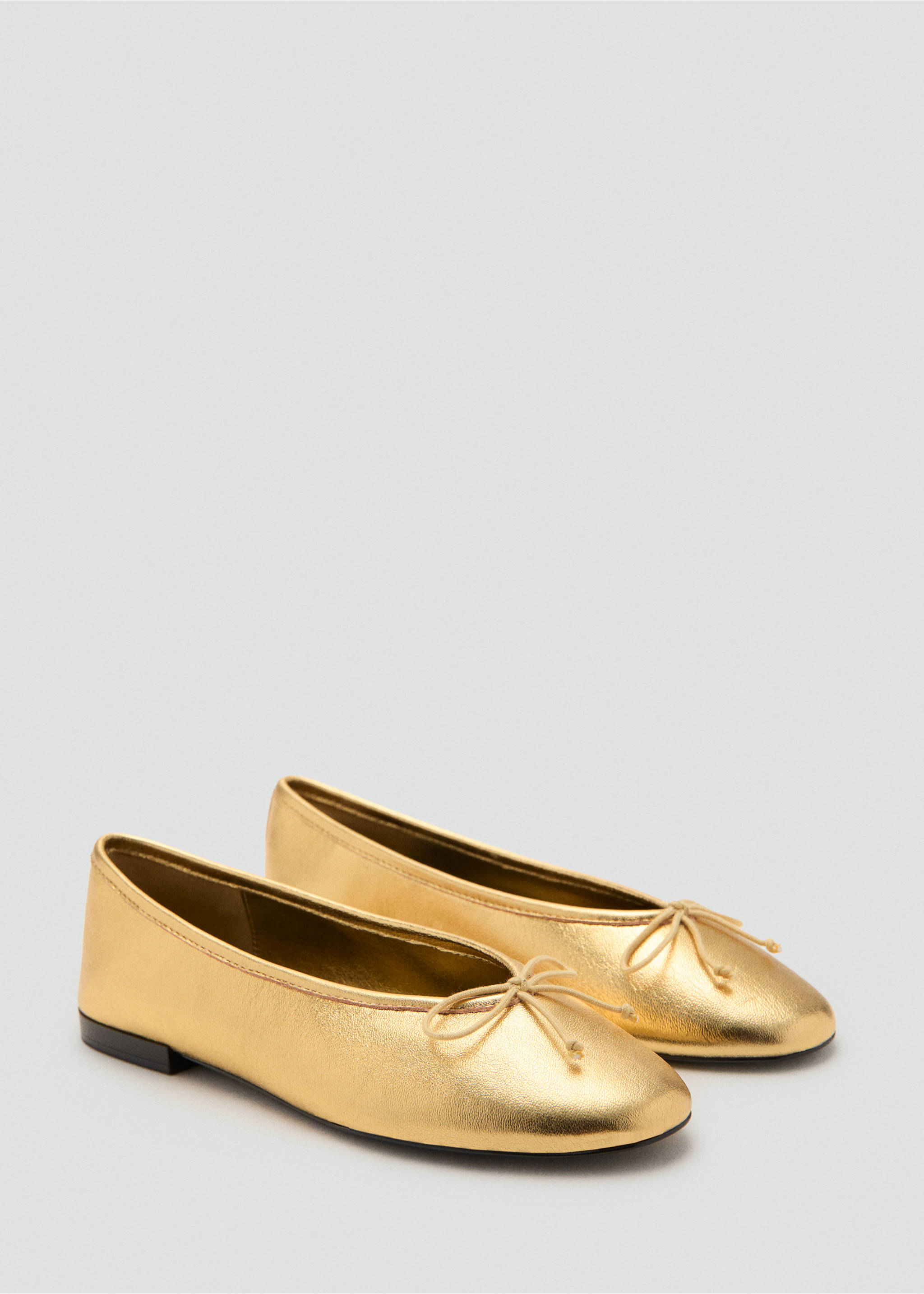 Ballerines cuir nœud - Plan moyen, Or. Ref: 17036741-00.