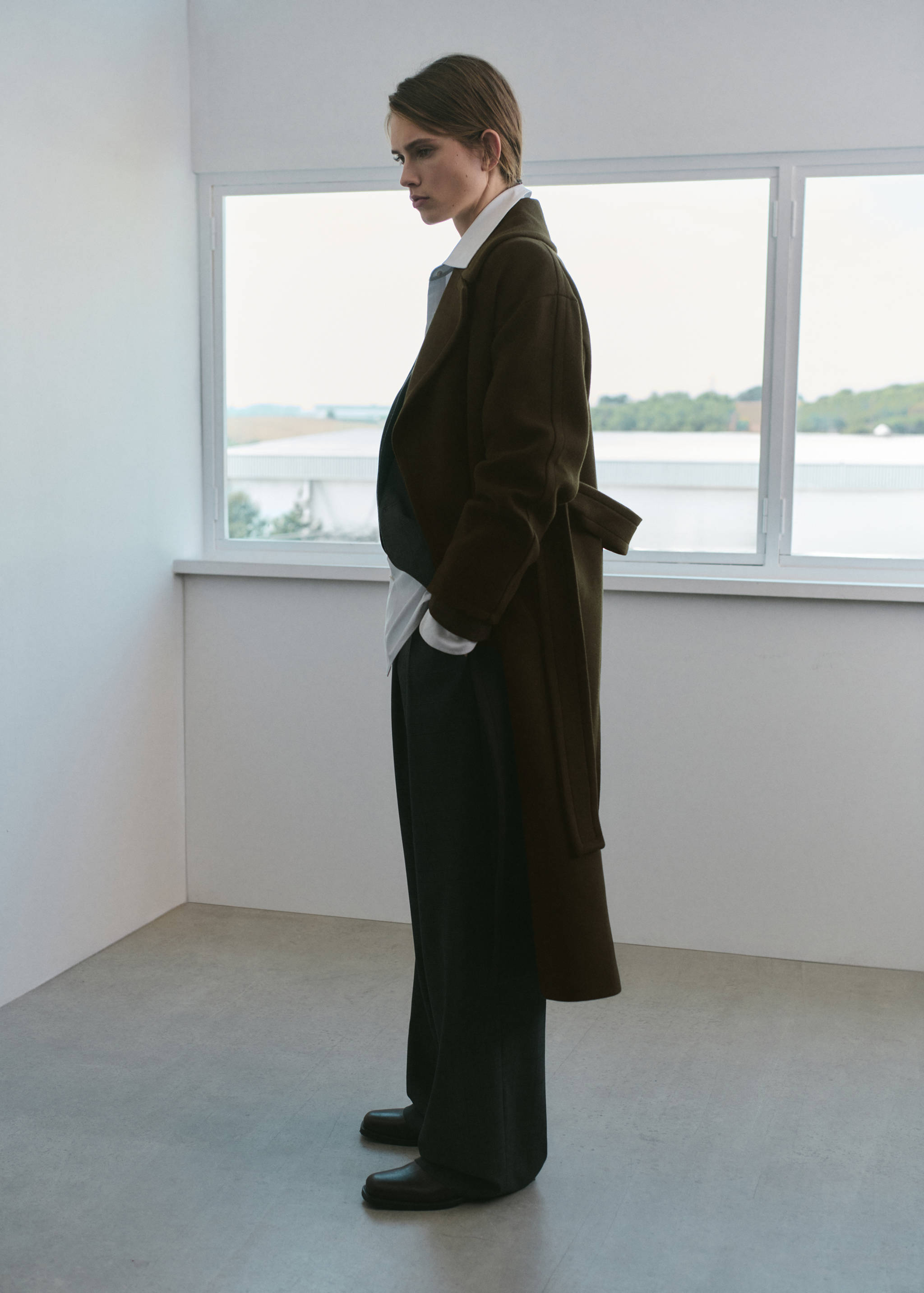 Manteco wool coat with belt - Medium plane