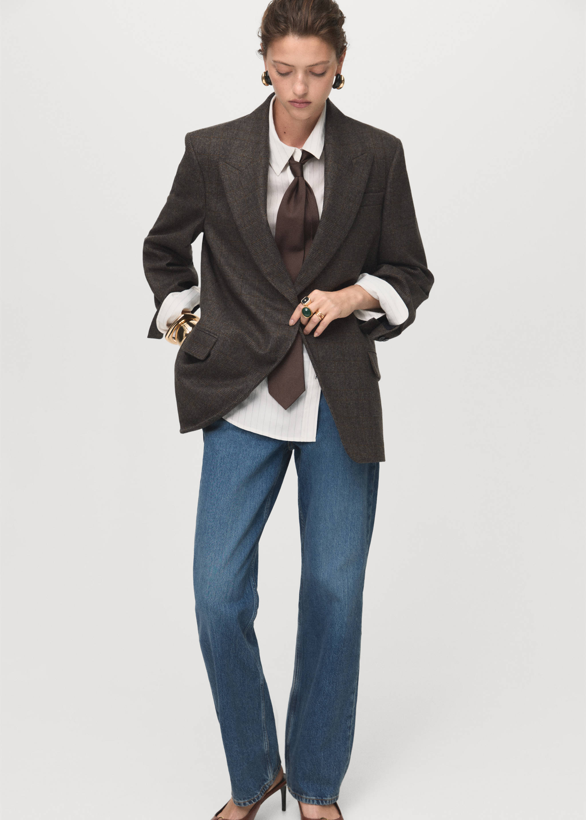 Blazer de lã de micro pied-de-poule - Plano geral