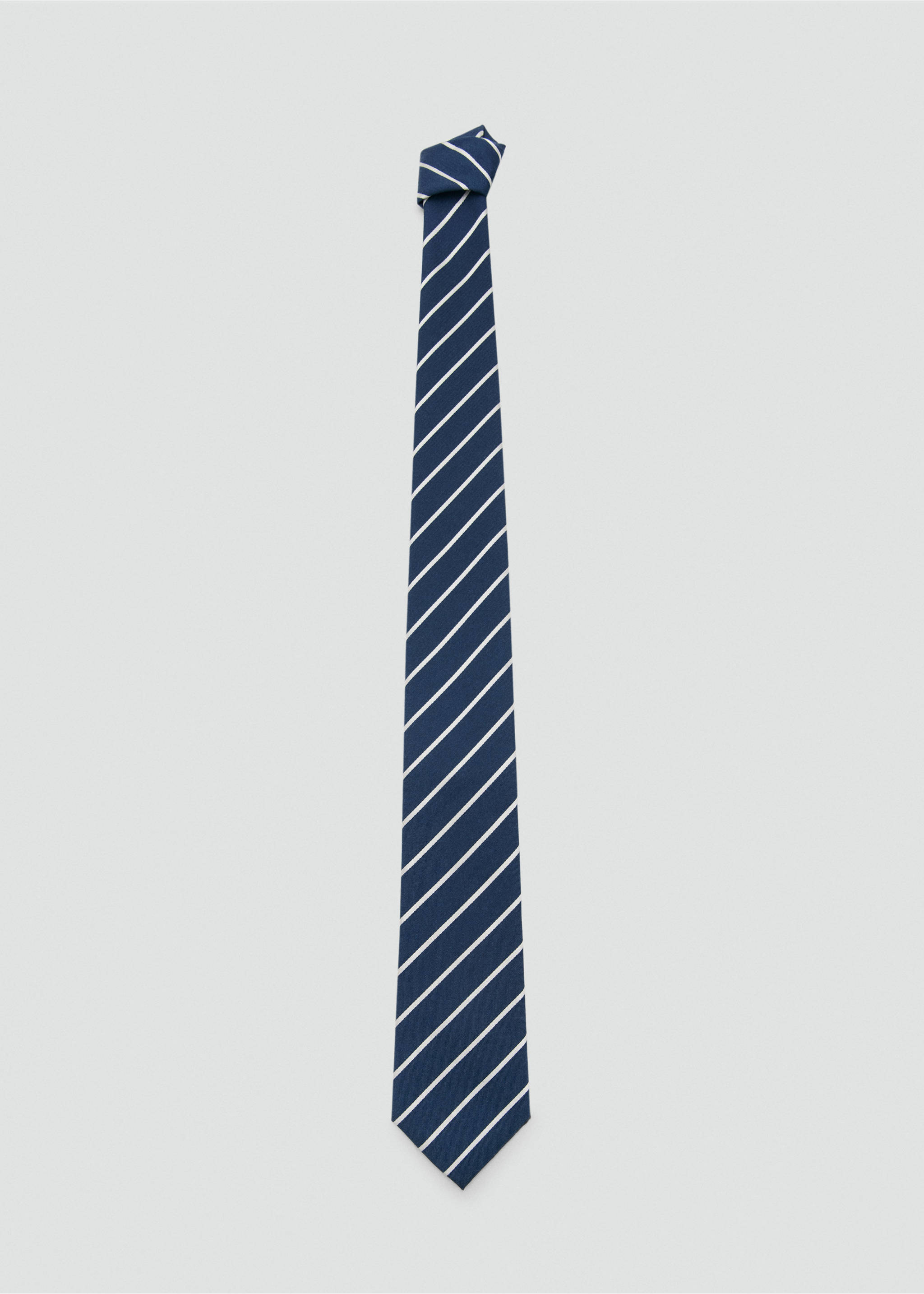 Striped silk cotton tie - Article without model, Night Blue. Ref: 17036747-00.