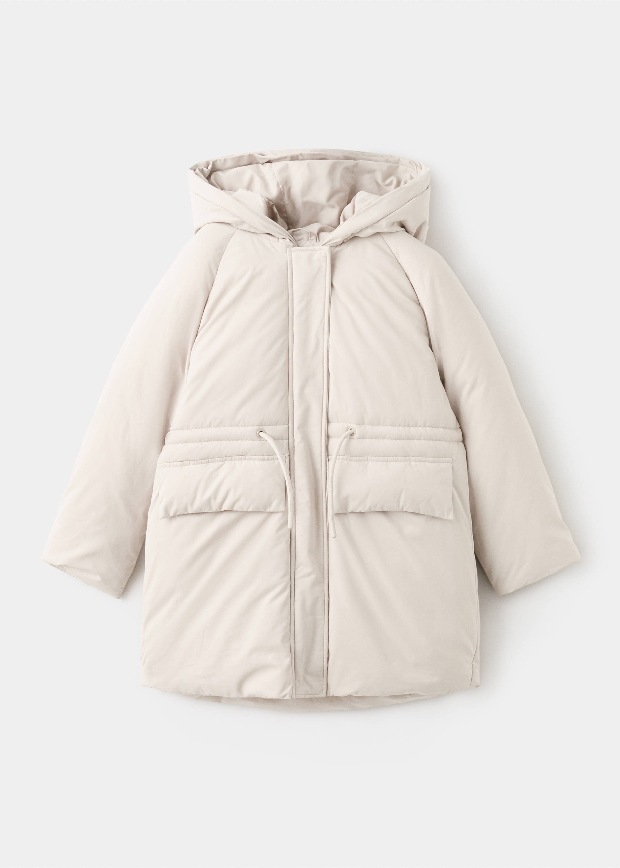 Anorak with shearling-effect hood - Details of the article 8, Ecru. Ref: 17037761-00.