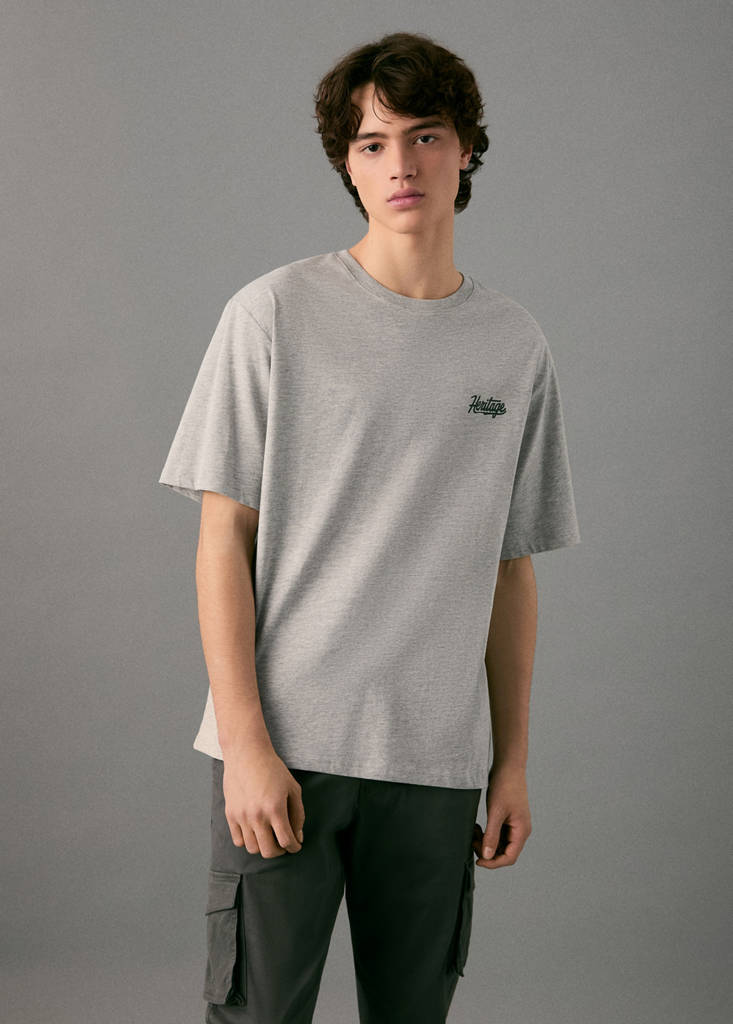 Printed cotton-blend T-shirt — Medium Heather Grey