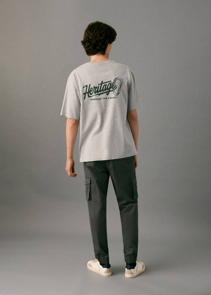 Printed cotton-blend T-shirt — Medium Heather Grey