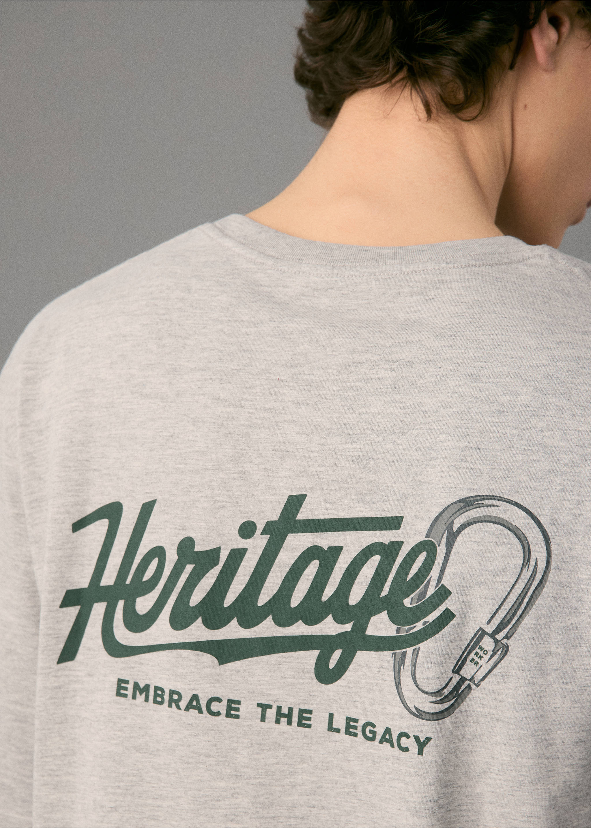 Printed cotton-blend T-shirt - Details of the article 3, Medium Heather Grey. Ref: 17037762-00.