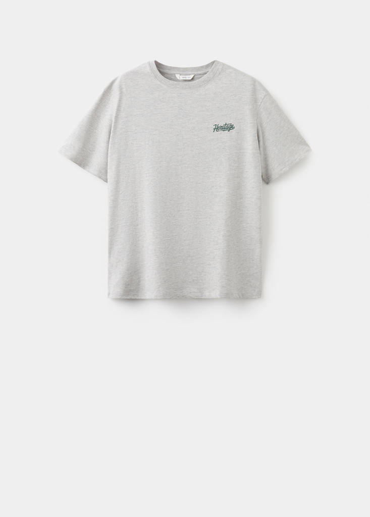 Printed cotton-blend T-shirt — Medium Heather Grey