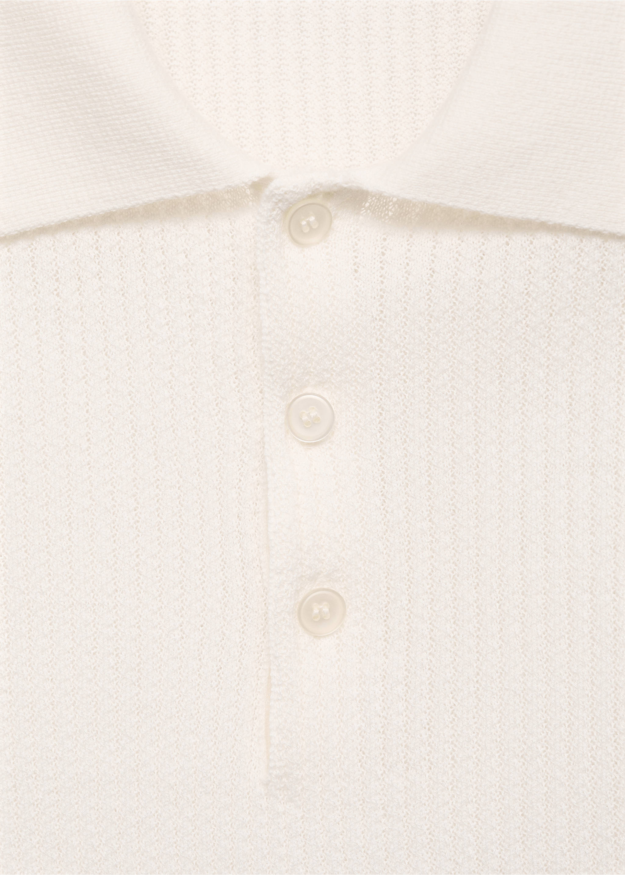 Ribbed knit polo shirt - Details of the article 8, Off White. Ref: 17037763-00.