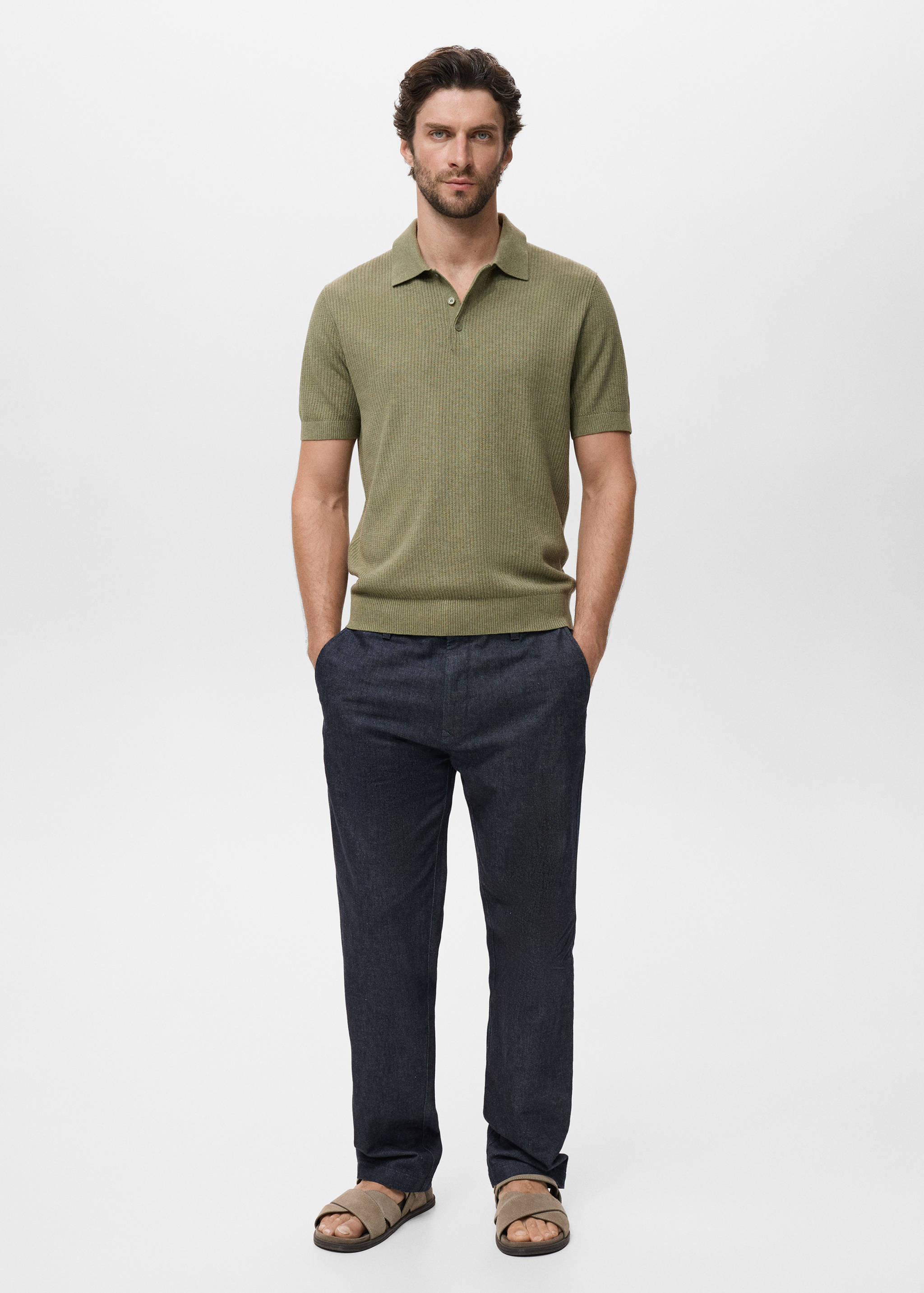 Ribbed knit polo shirt - General plane