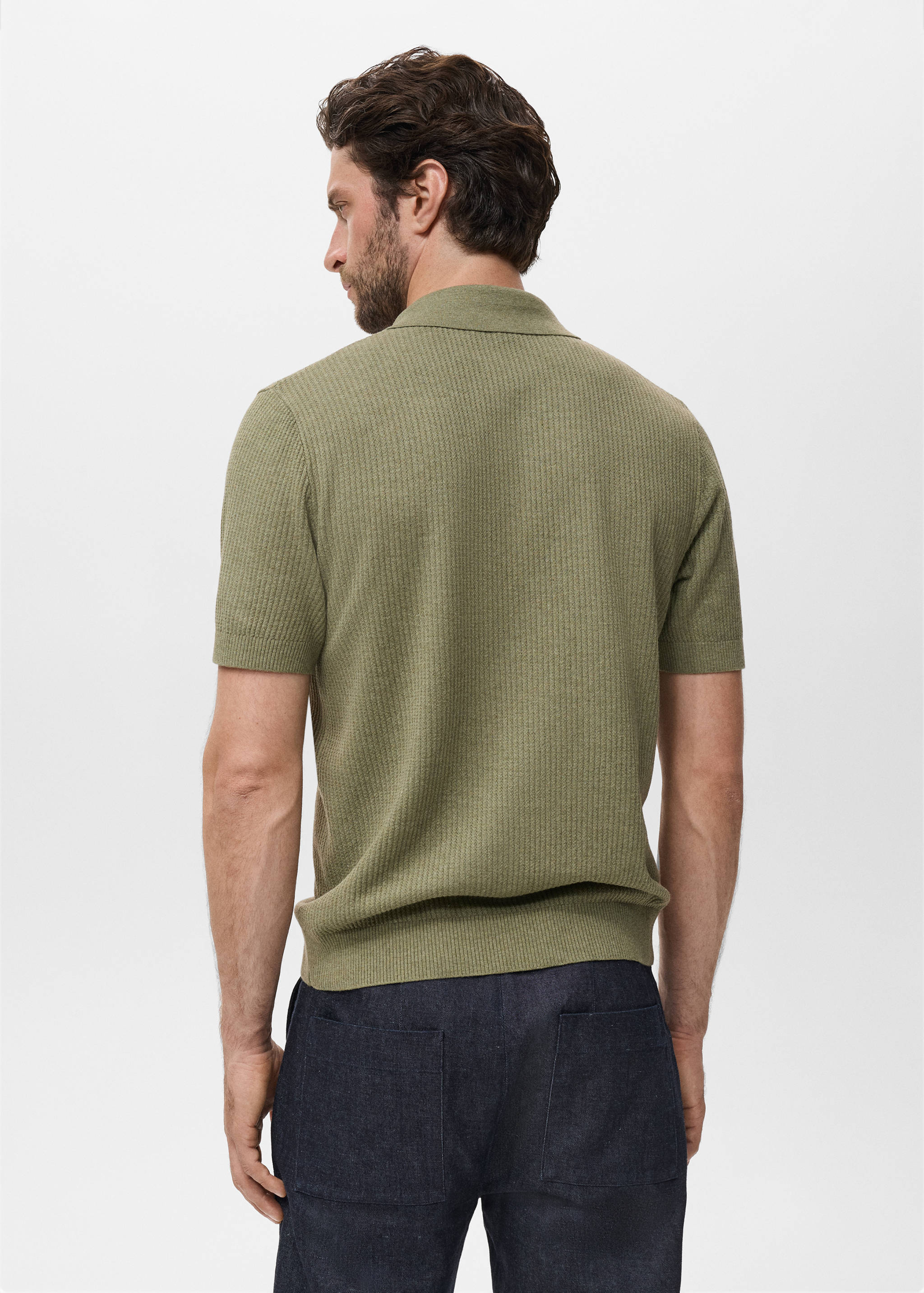 Ribbed knit polo shirt - Reverse of the article