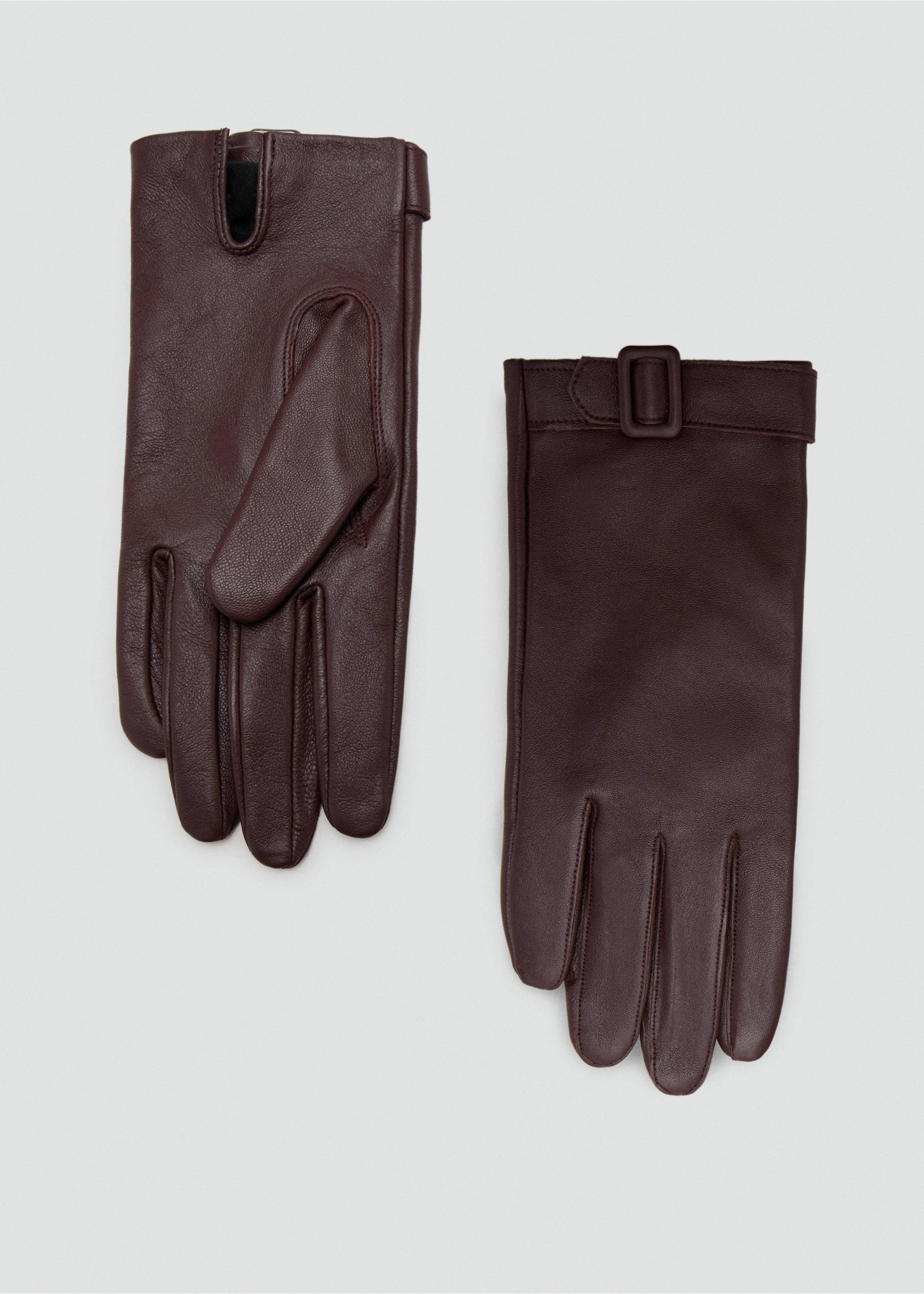 Leather gloves with buckle - Article without model, Burgundy. Ref: 17037770-00.