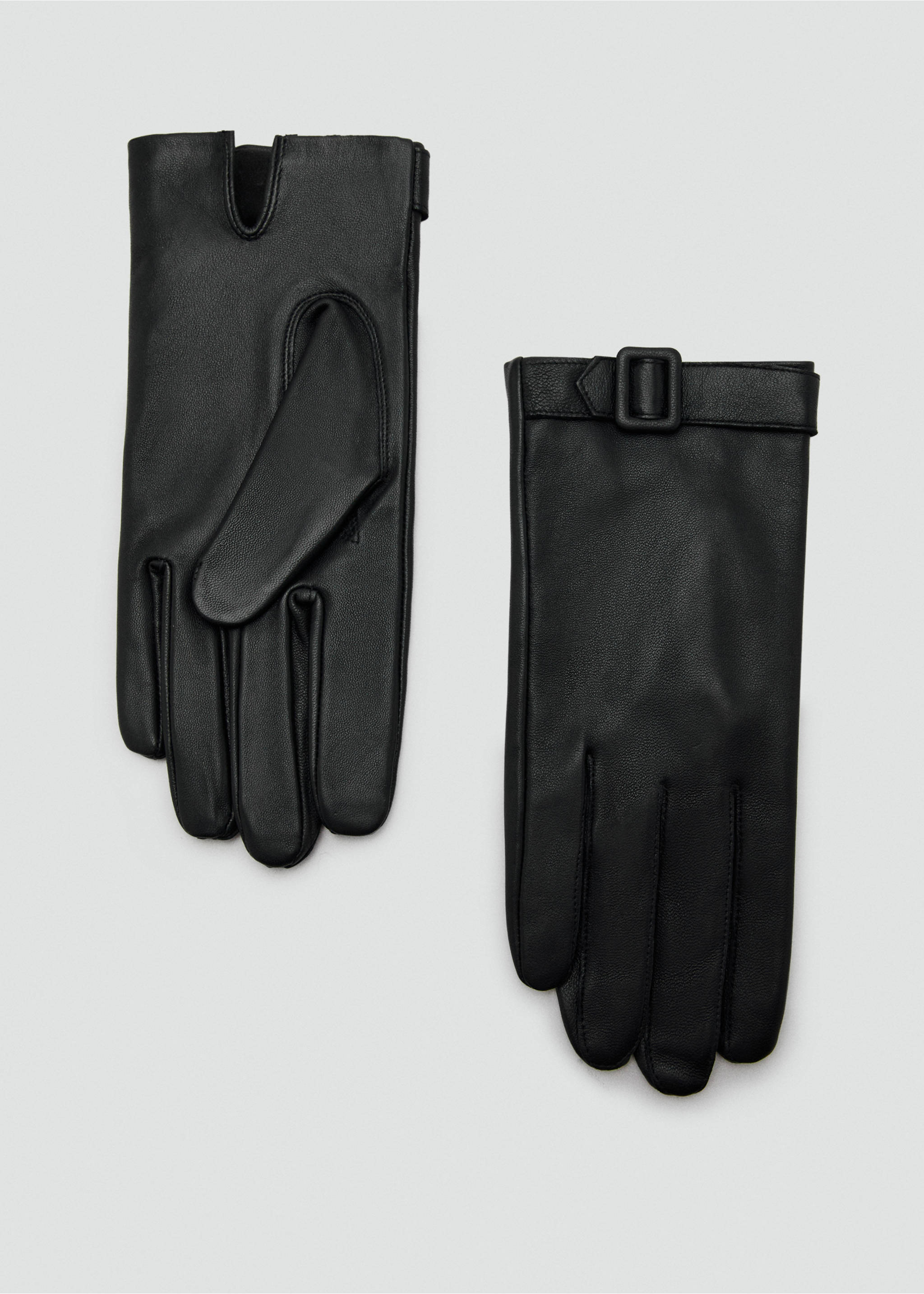 Leather gloves with buckle - Article without model, Black. Ref: 17037770-00.