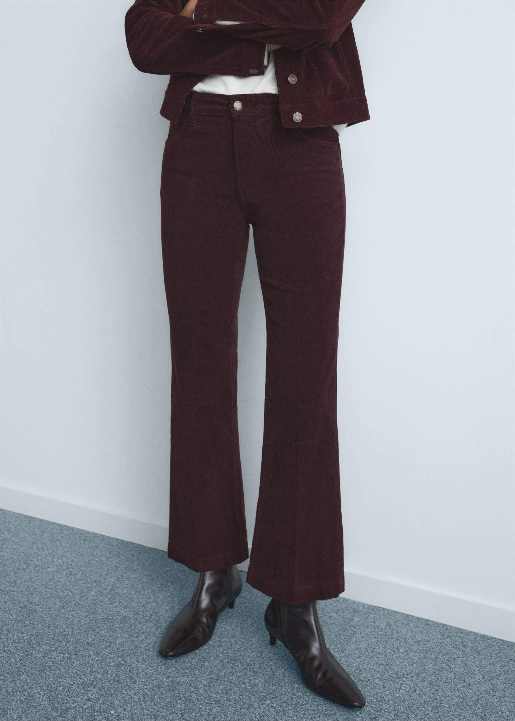 Corduroy flared jeans - Medium plane, Wine. Ref: 17037772-00.