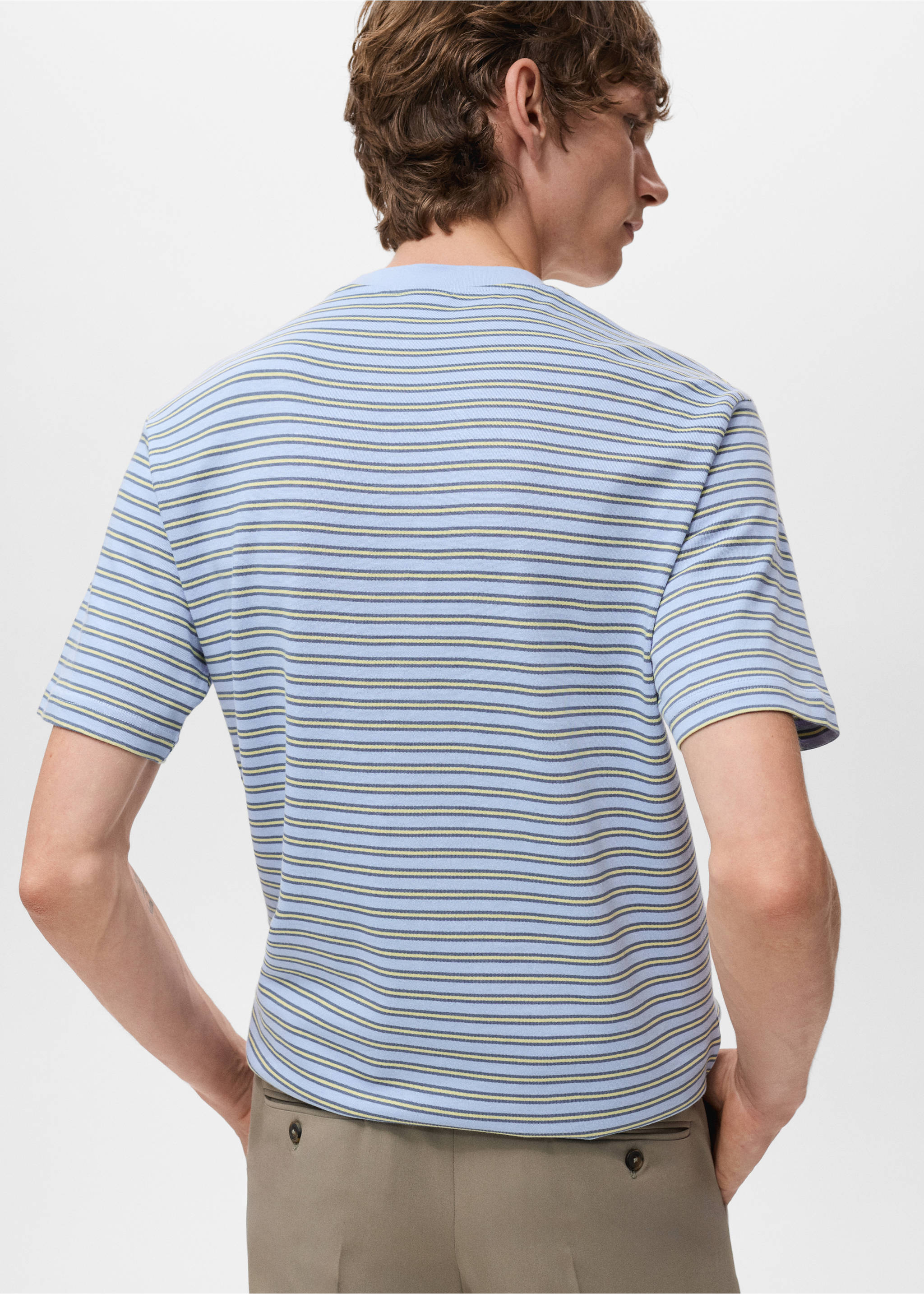 Regular-fit striped 100% cotton shirt - Reverse of the article, Aqua Green. Ref: 17037774-00.