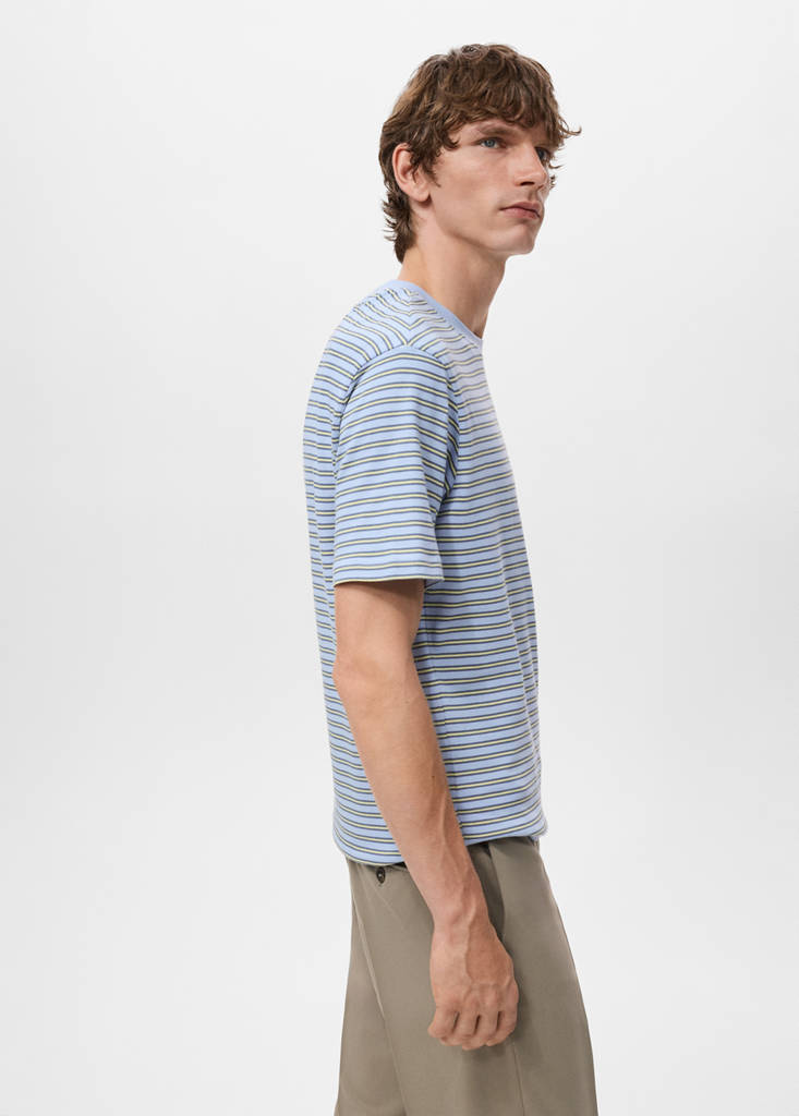 Regular-fit striped 100% cotton shirt — Aqua Green
