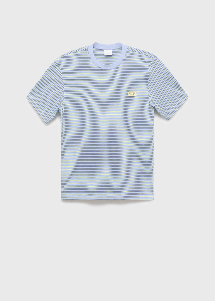 Regular-fit striped 100% cotton shirt — Aqua Green