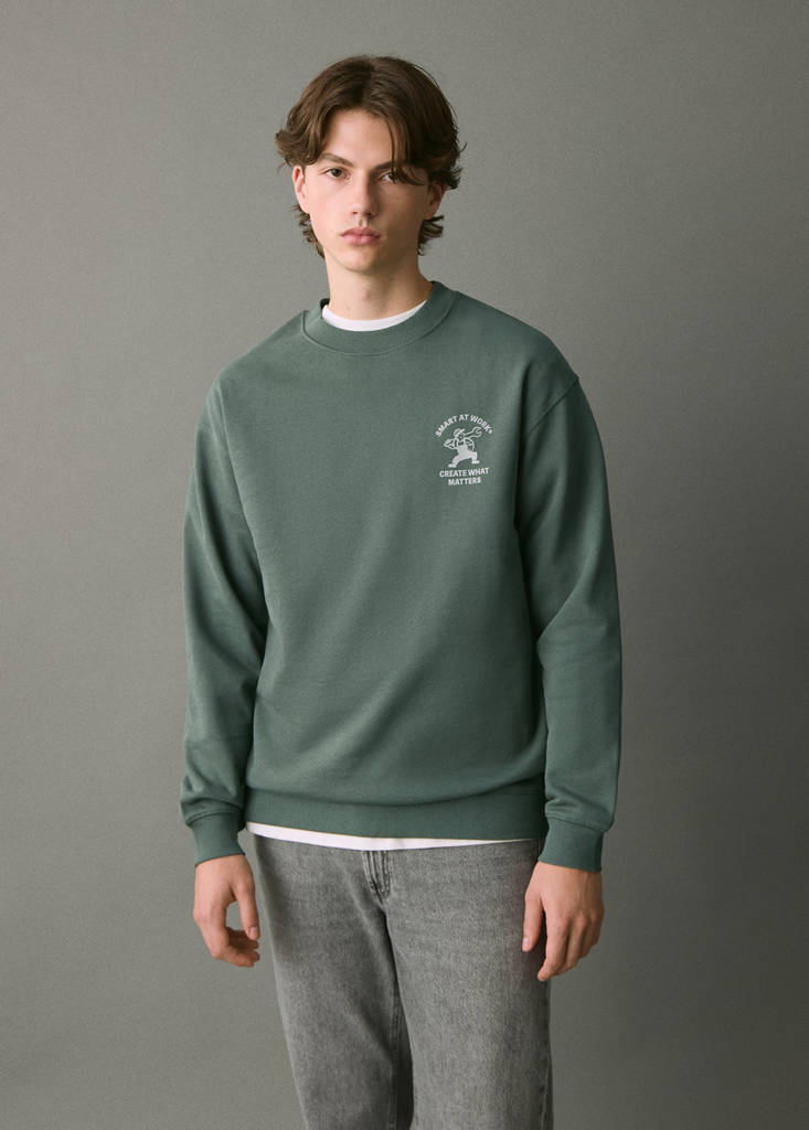 Printed cotton sweatshirt — Green