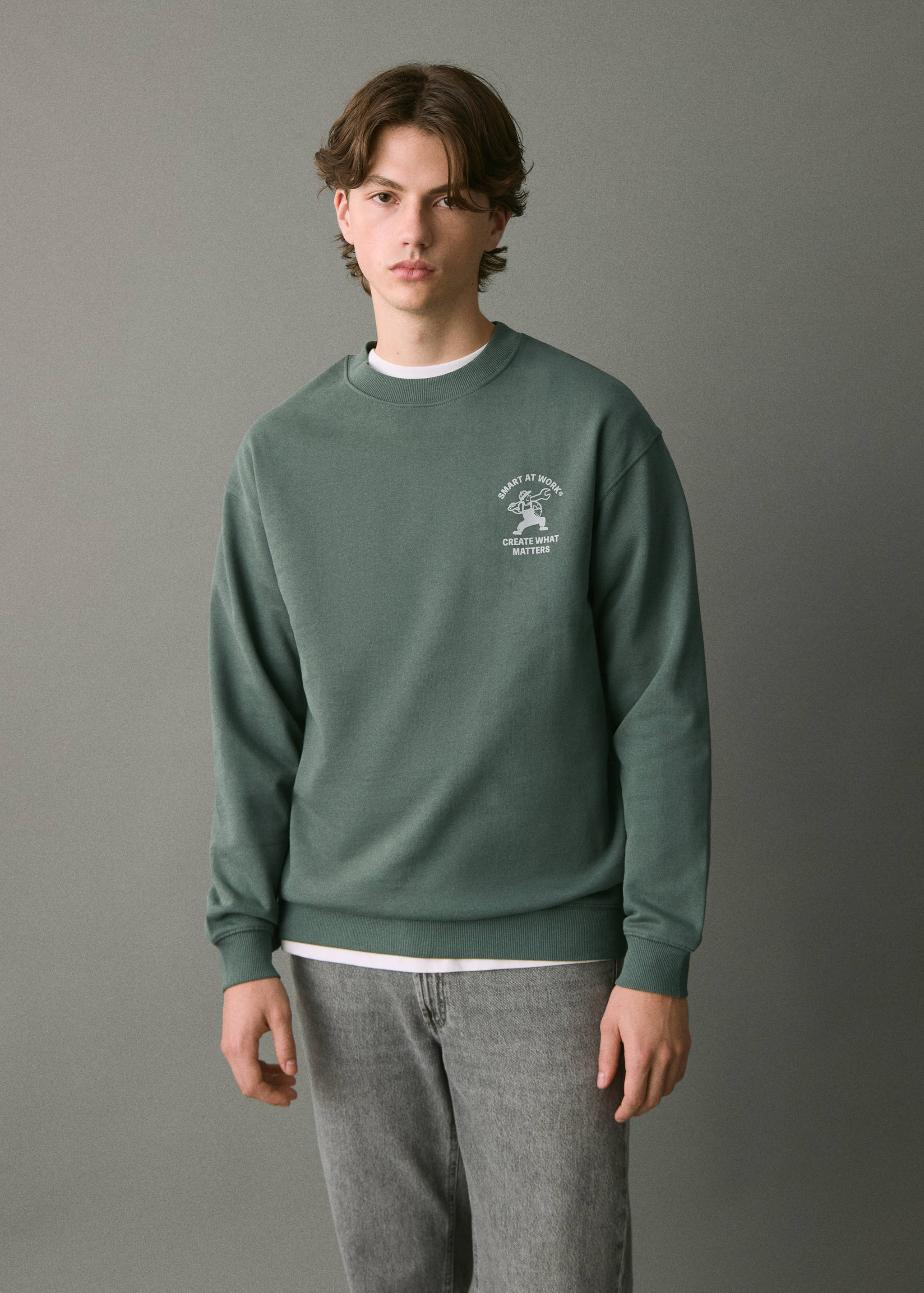 Printed cotton sweatshirt - Medium plane