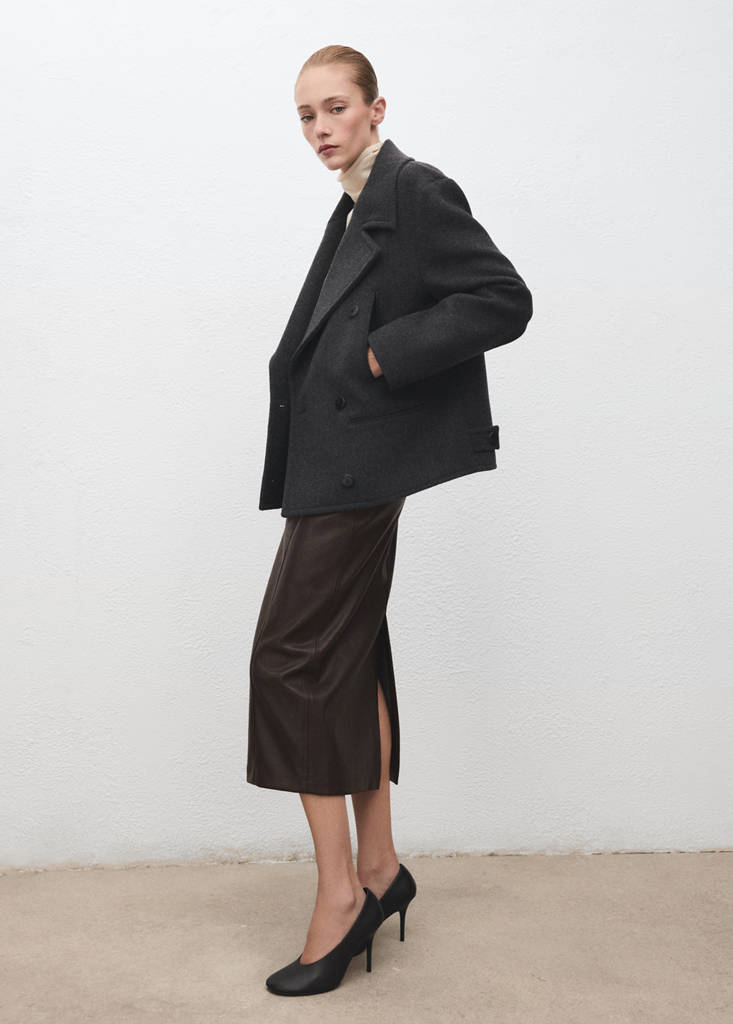 Faux-leather pencil skirt — Chocolate