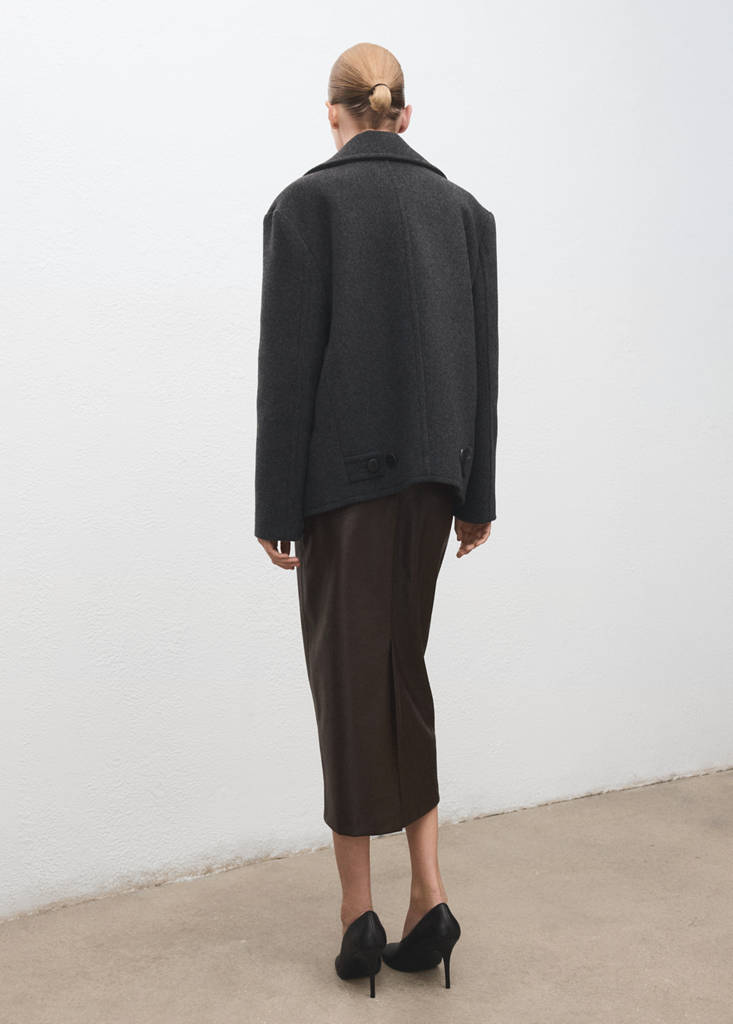 Faux-leather pencil skirt — Chocolate