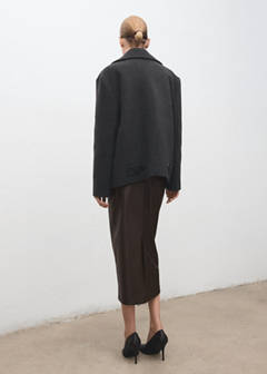 Faux-leather pencil skirt — Chocolate 3