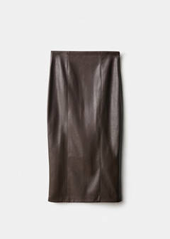 Faux-leather pencil skirt — Chocolate 5
