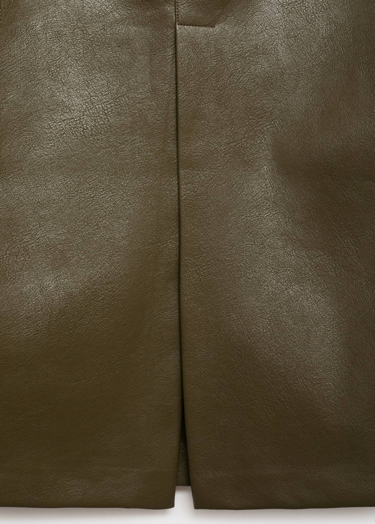 Faux-leather pencil skirt — Khaki