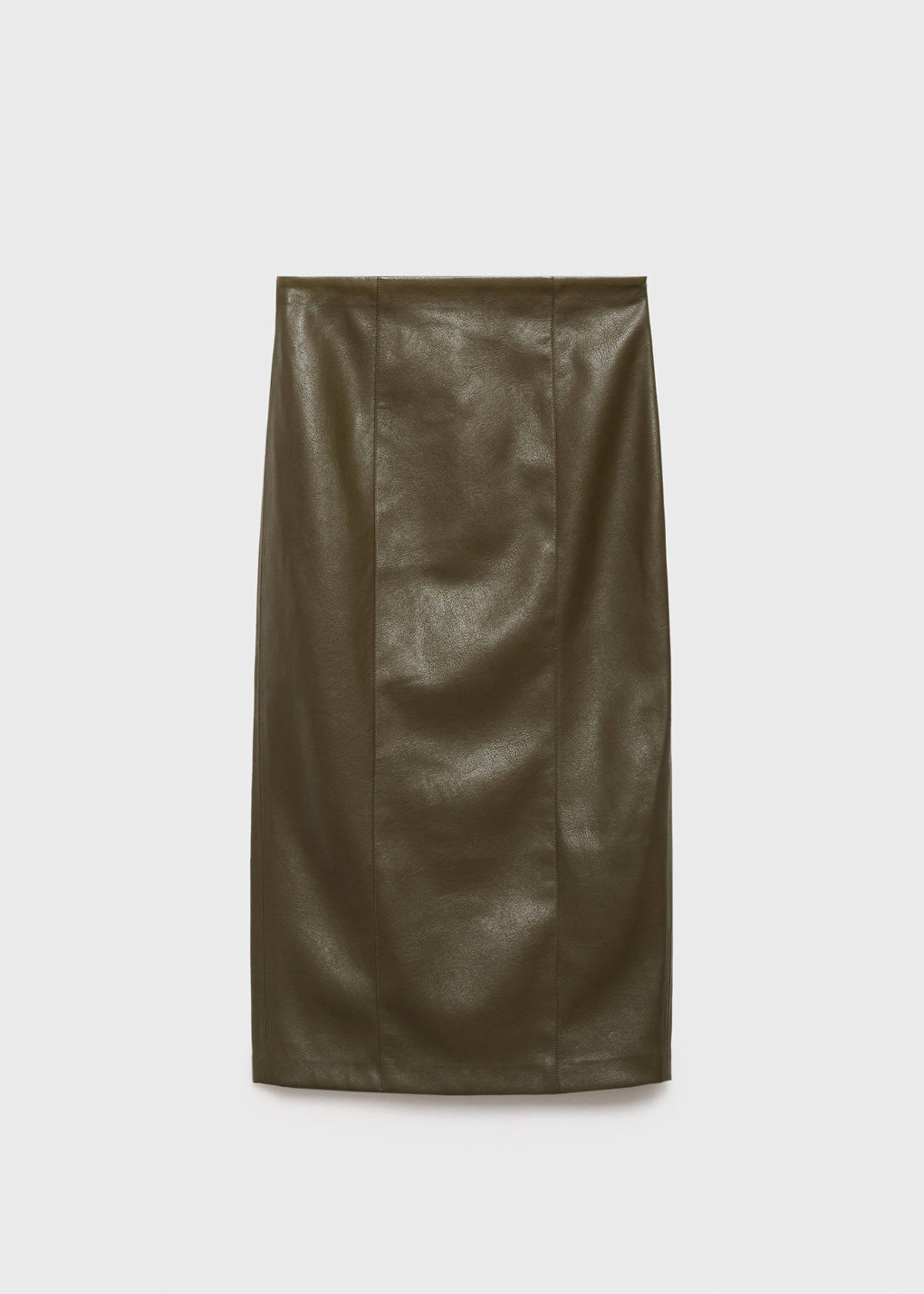 Faux-leather pencil skirt — Khaki