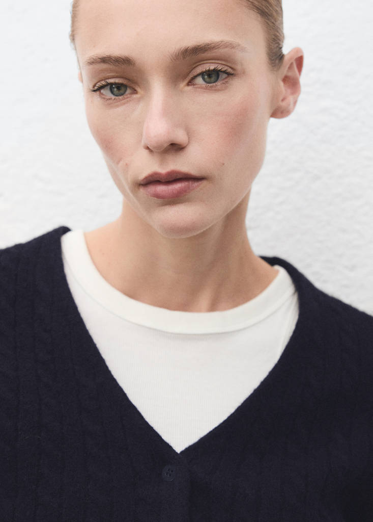Knitted braided cardigan — Dark Navy