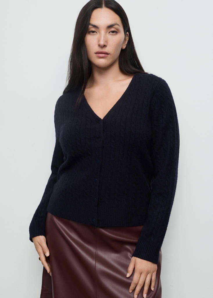 Knitted braided cardigan — Dark Navy