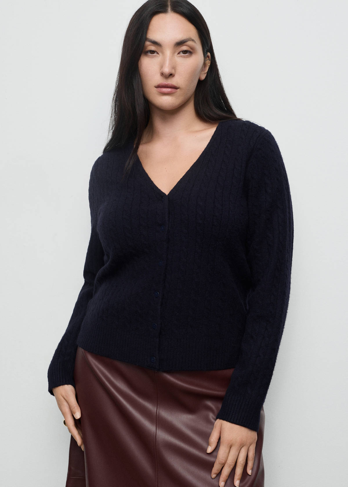 Knitted braided cardigan — Dark Navy