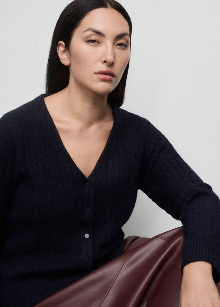 Knitted braided cardigan — Dark Navy
