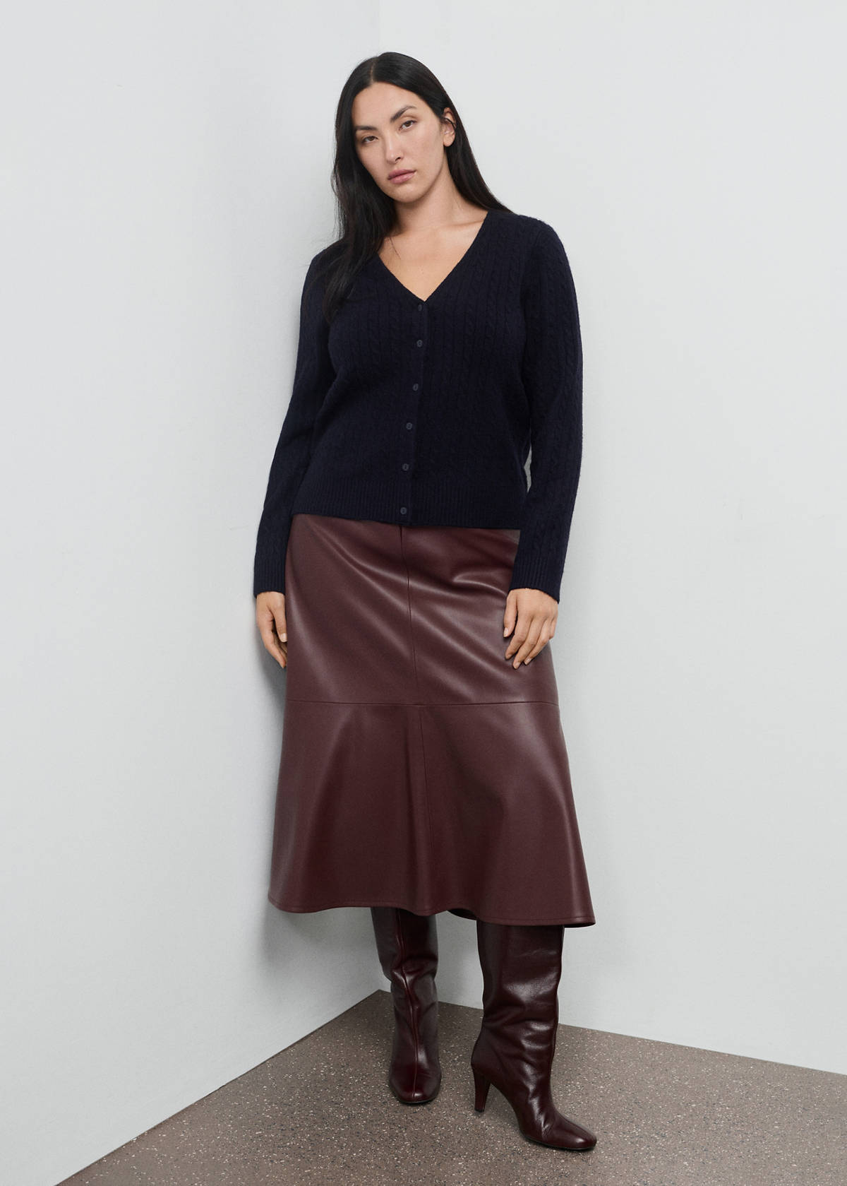 Knitted braided cardigan — Dark Navy