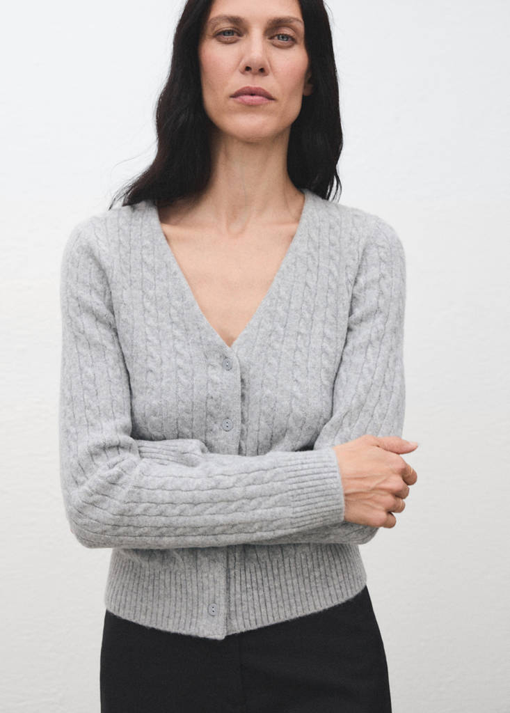 Knitted braided cardigan — Dark Heather Grey
