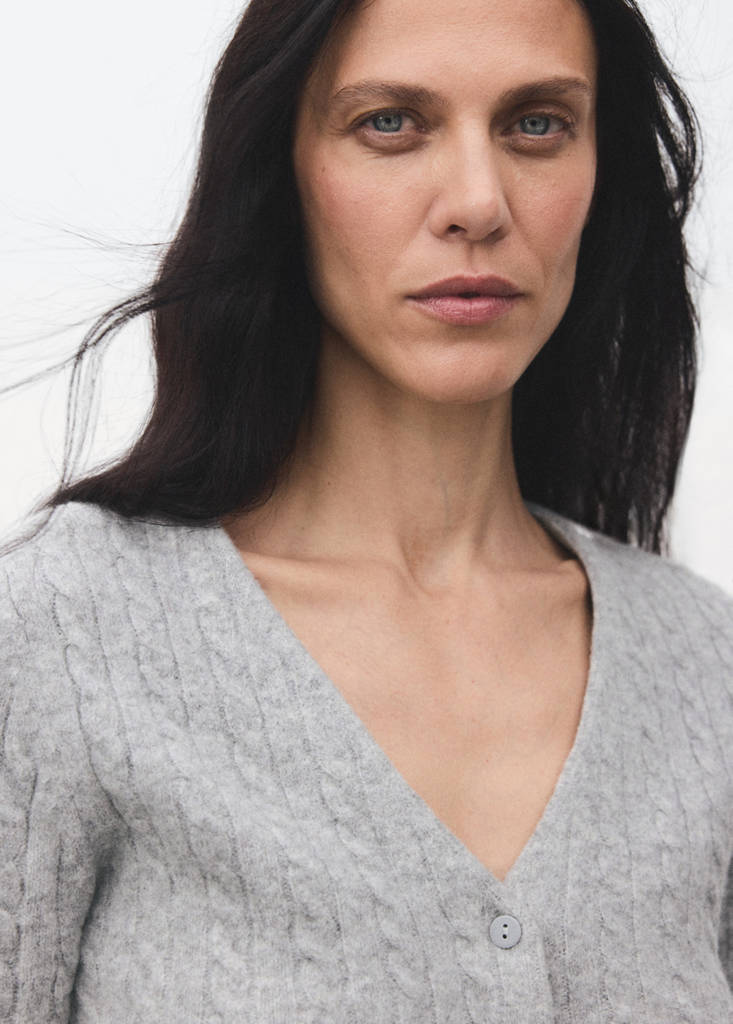 Knitted braided cardigan — Dark Heather Grey