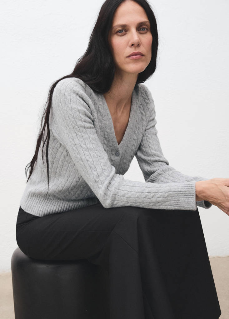 Knitted braided cardigan — Dark Heather Grey
