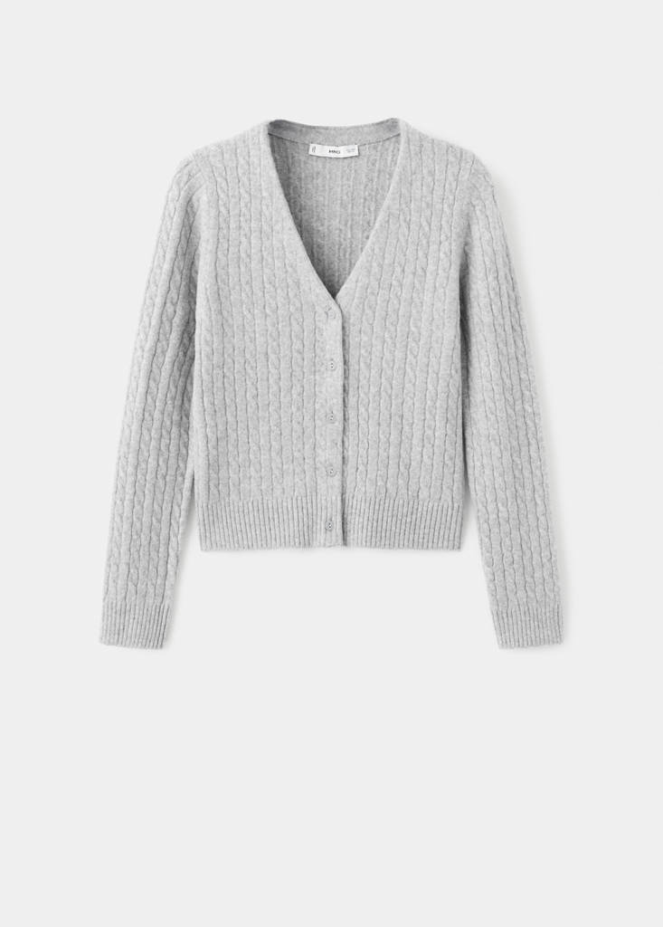 Knitted braided cardigan — Dark Heather Grey