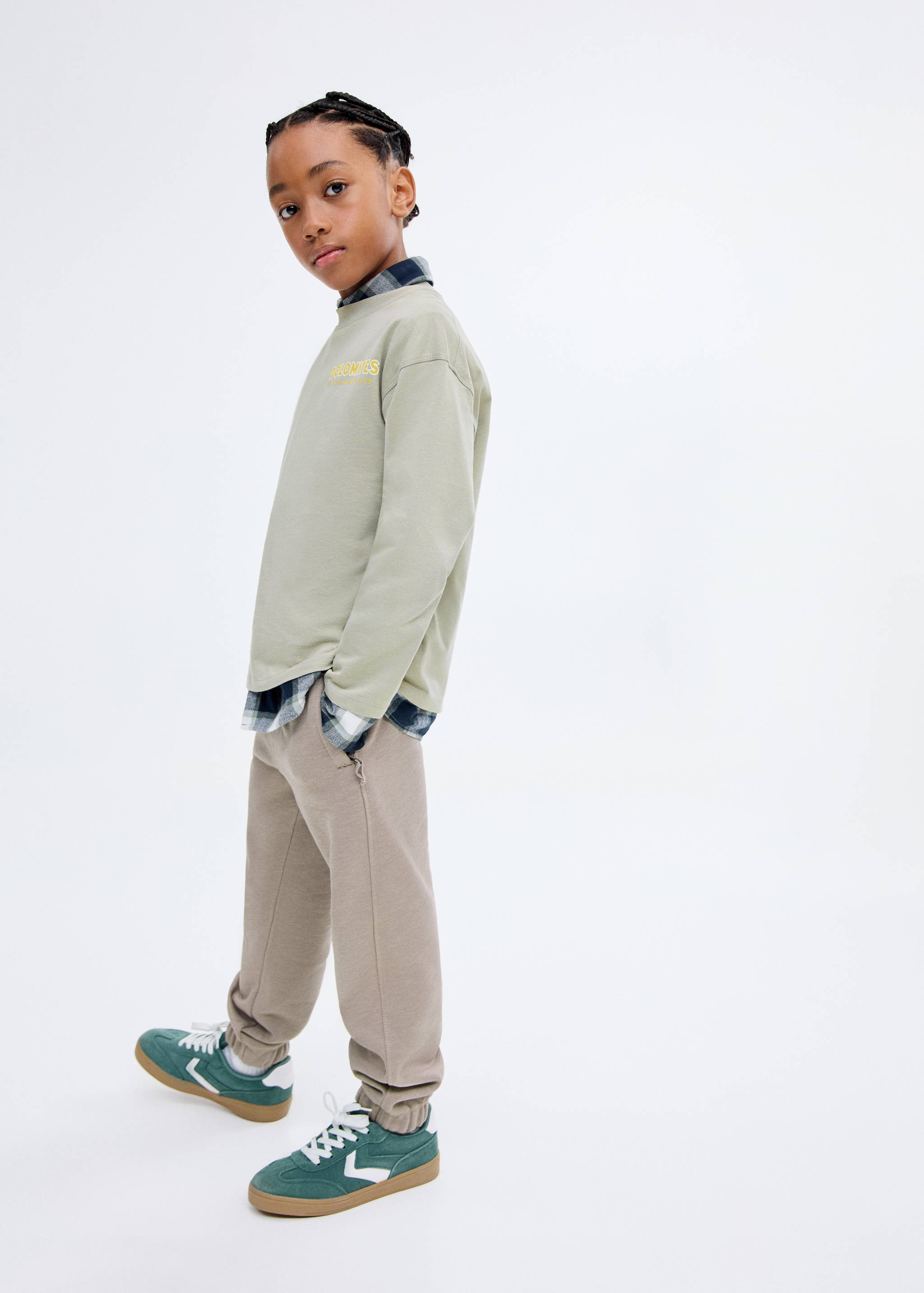 Cotton joggers with elastic waist - General plane