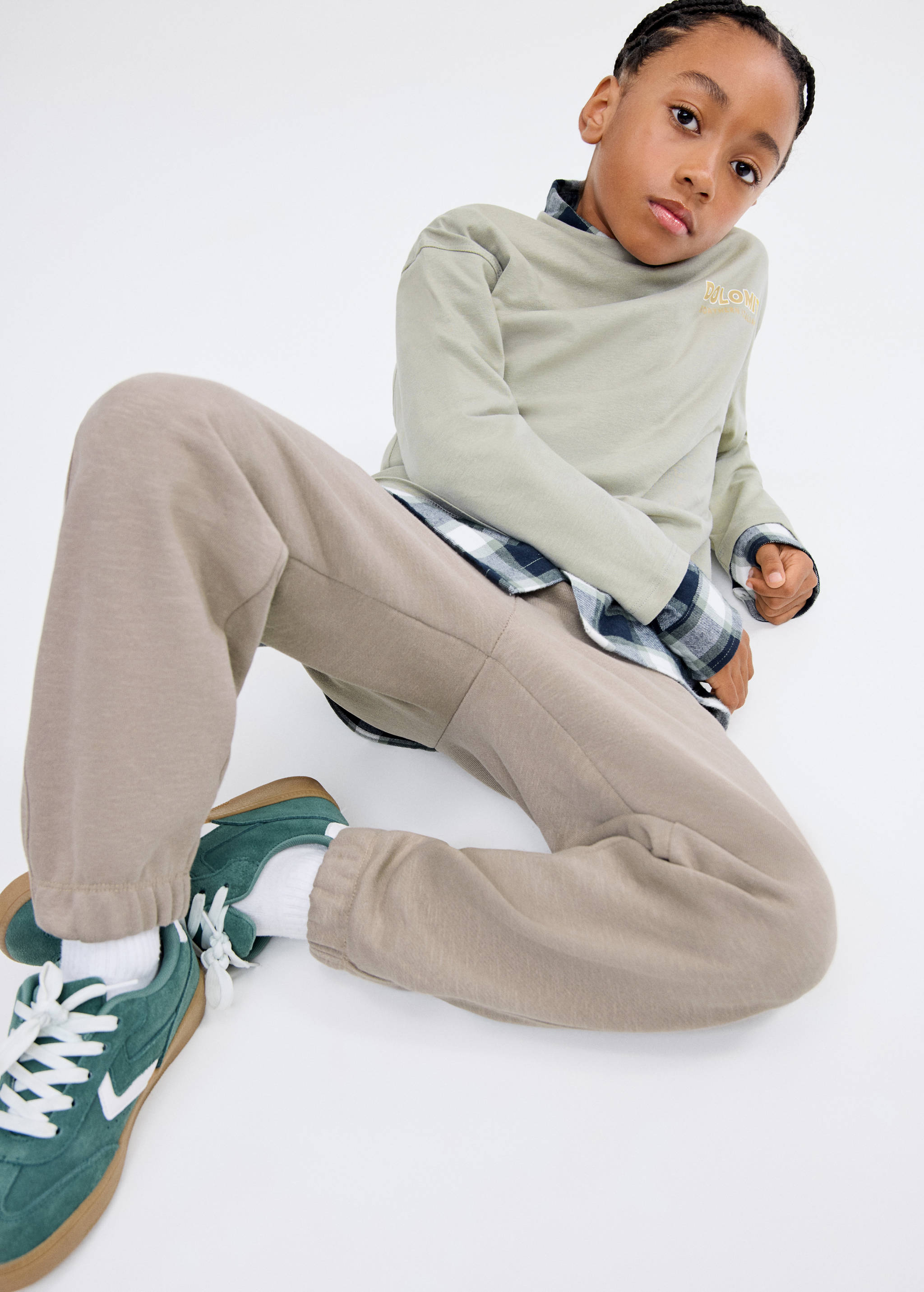 Cotton joggers with elastic waist - Medium plane