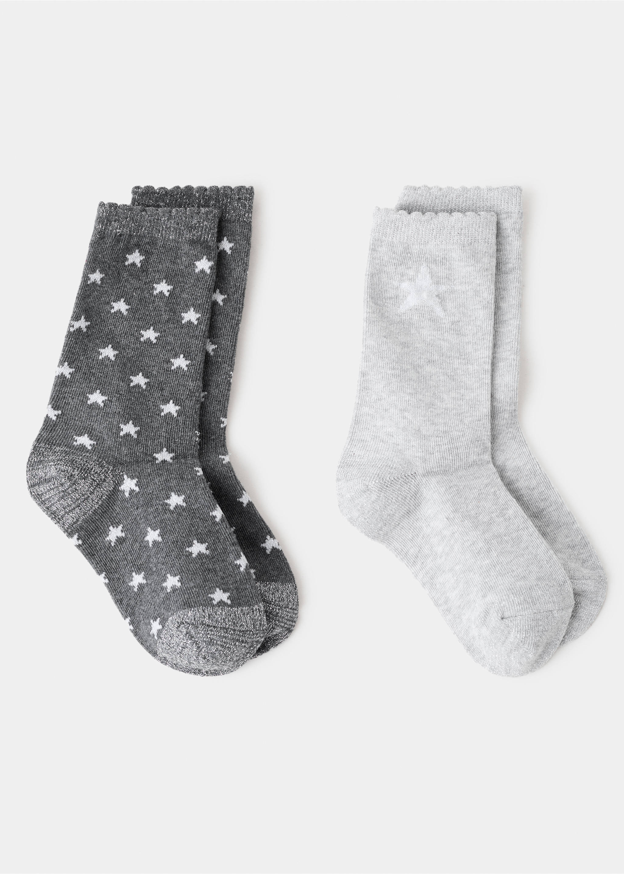 2 pack patterned socks - Article without model, Medium Heather Grey. Ref: 17037801-00.