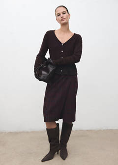 Knitted cardigan with bow — Brown 2