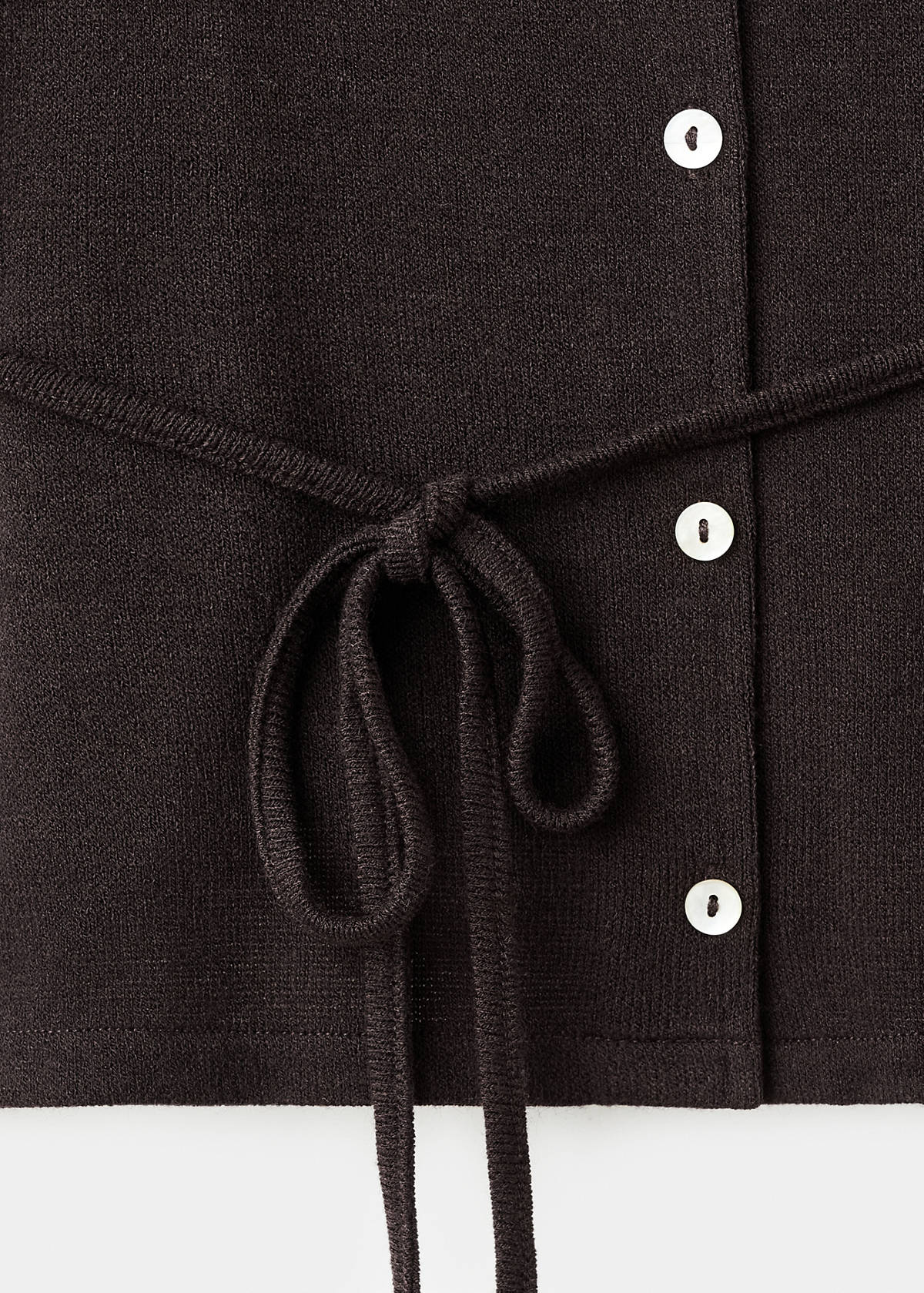 Knitted cardigan with bow — Brown