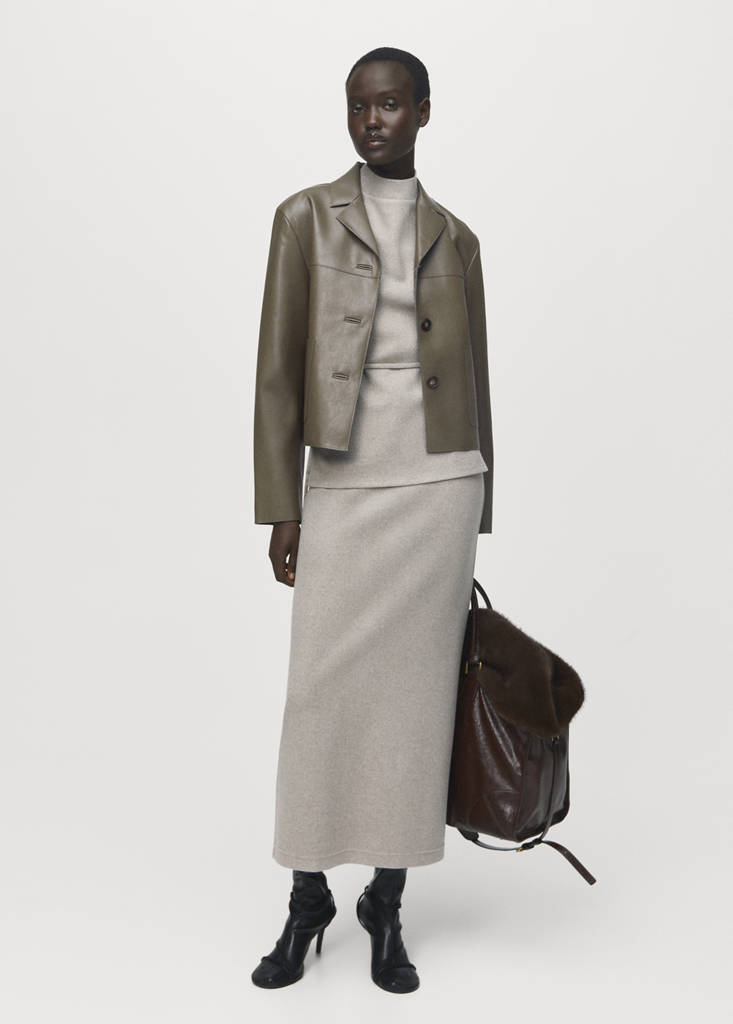 Turtleneck top with belt — Medium Brown