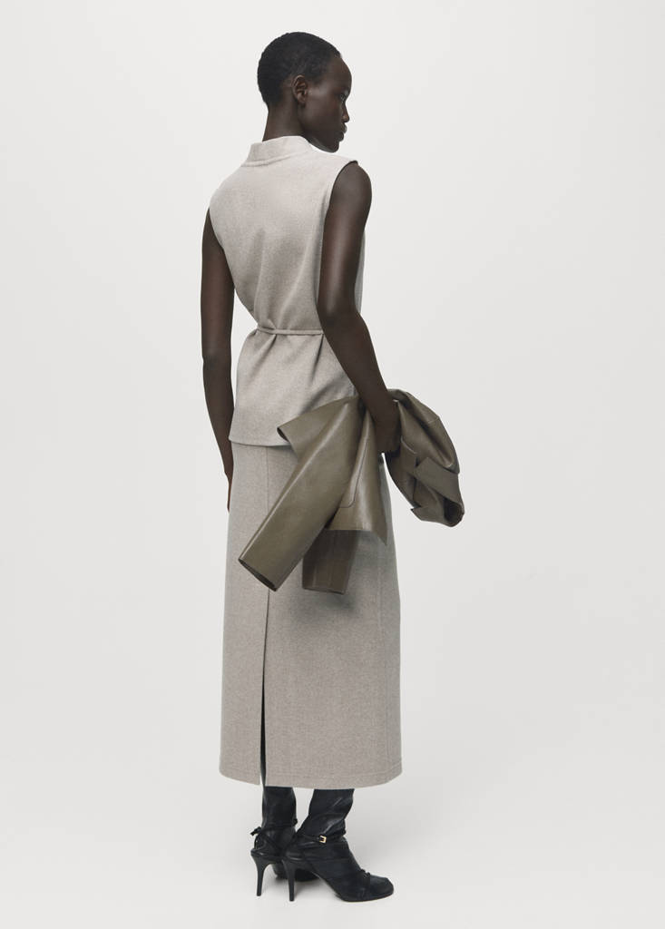 Turtleneck top with belt — Medium Brown