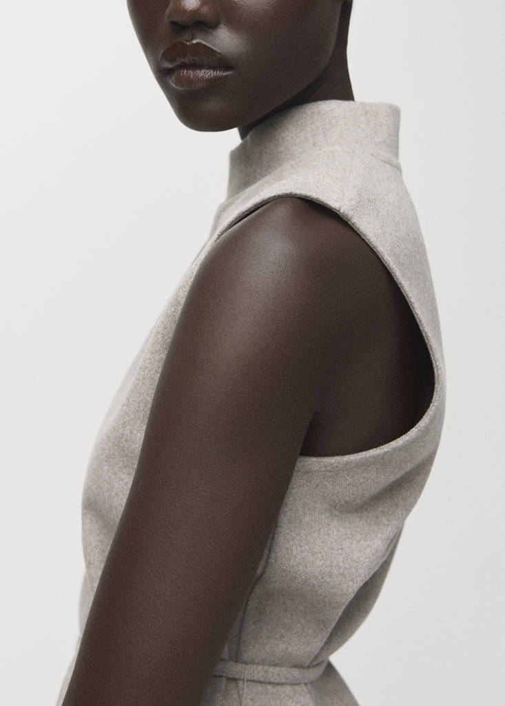 Turtleneck top with belt — Medium Brown