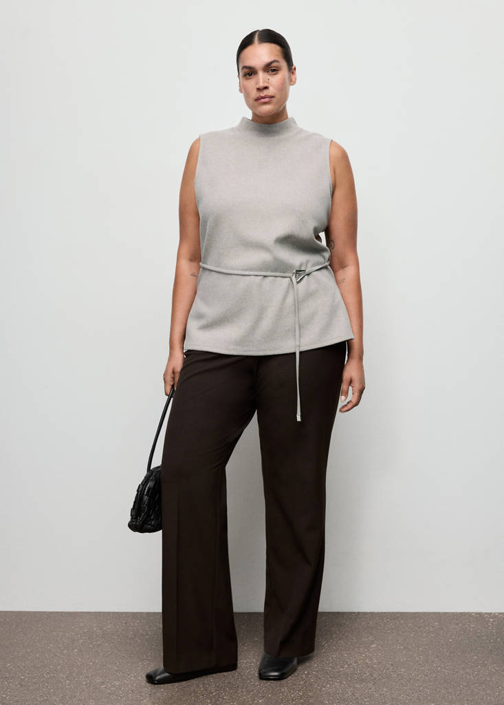 Turtleneck top with belt — Medium Brown